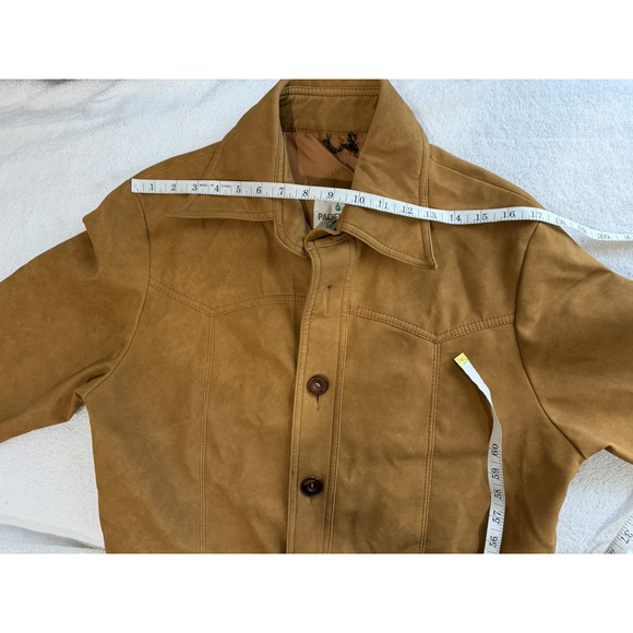 Vtg Unisex Pacific Trail Sportswear Tan PVC suede Barn Chore Jacket Korea Sz-40 - Picture 7 of 10